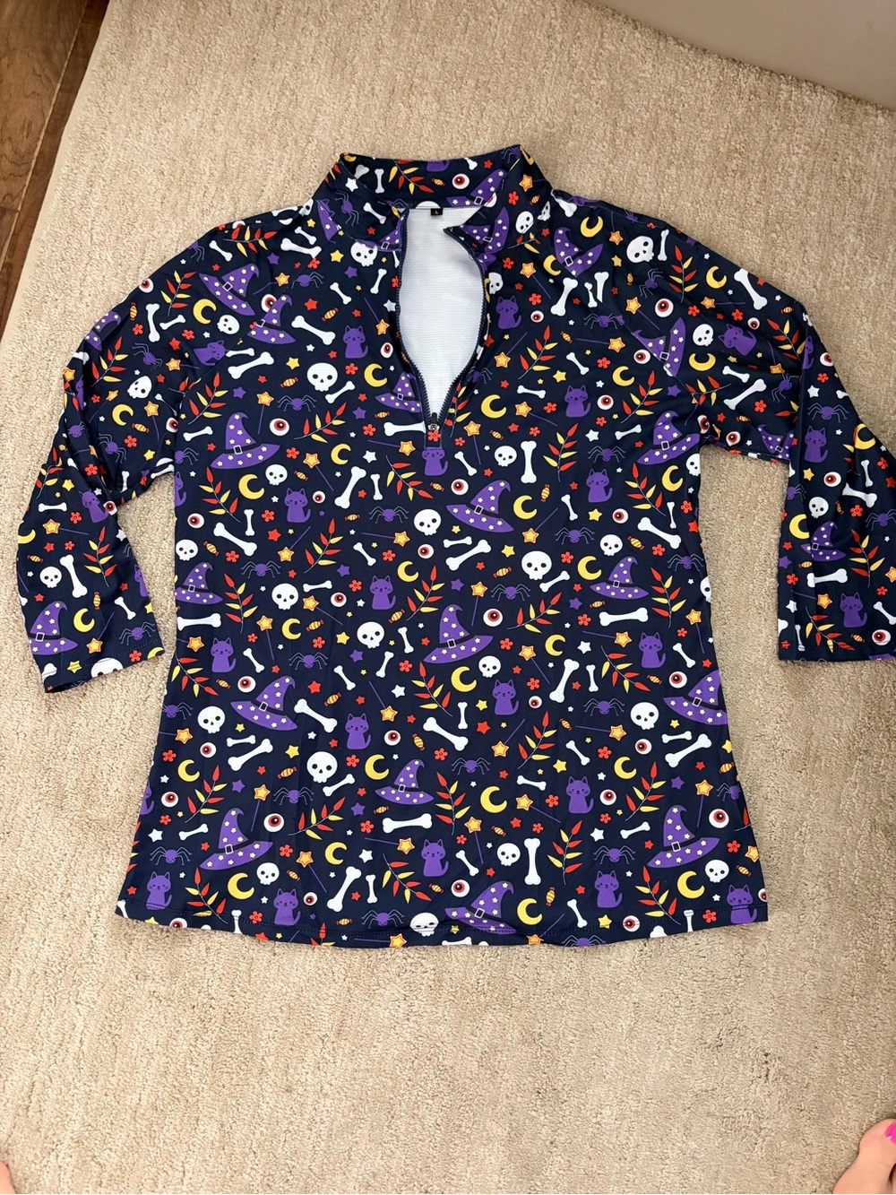 Halloween Print Pullover - Navy & Purple